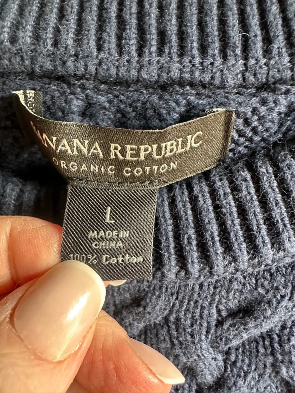 Banana Republic Cable‎ Knit Sweater Organic Cotton Minimalist Scandi Normcore L
